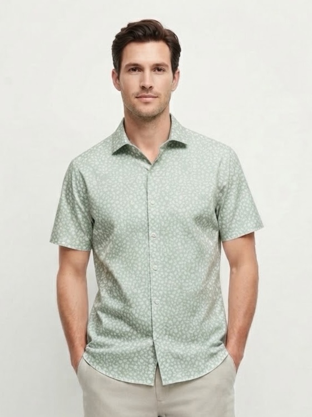 Bonobos Short-Sleeve Printed Button-Down in Mint Green